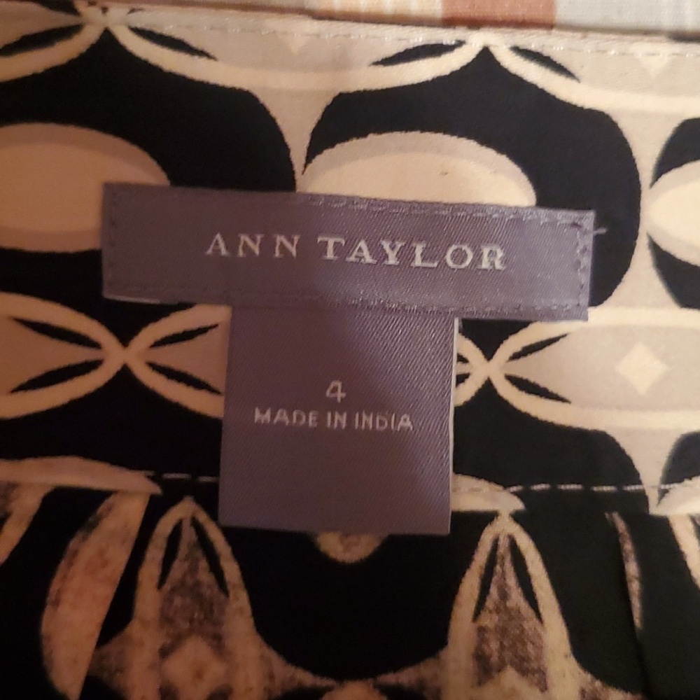 Ann Taylor Women's Skirt Midi Size 4 Black Tan Oval Print A-Line Unlined - Picture 5 of 5